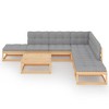 vidaXL Patio Furniture Set 8 Piece Outdoor Sectional Sofa Solid Wood Pine - Natural With Cushions - 3 of 4