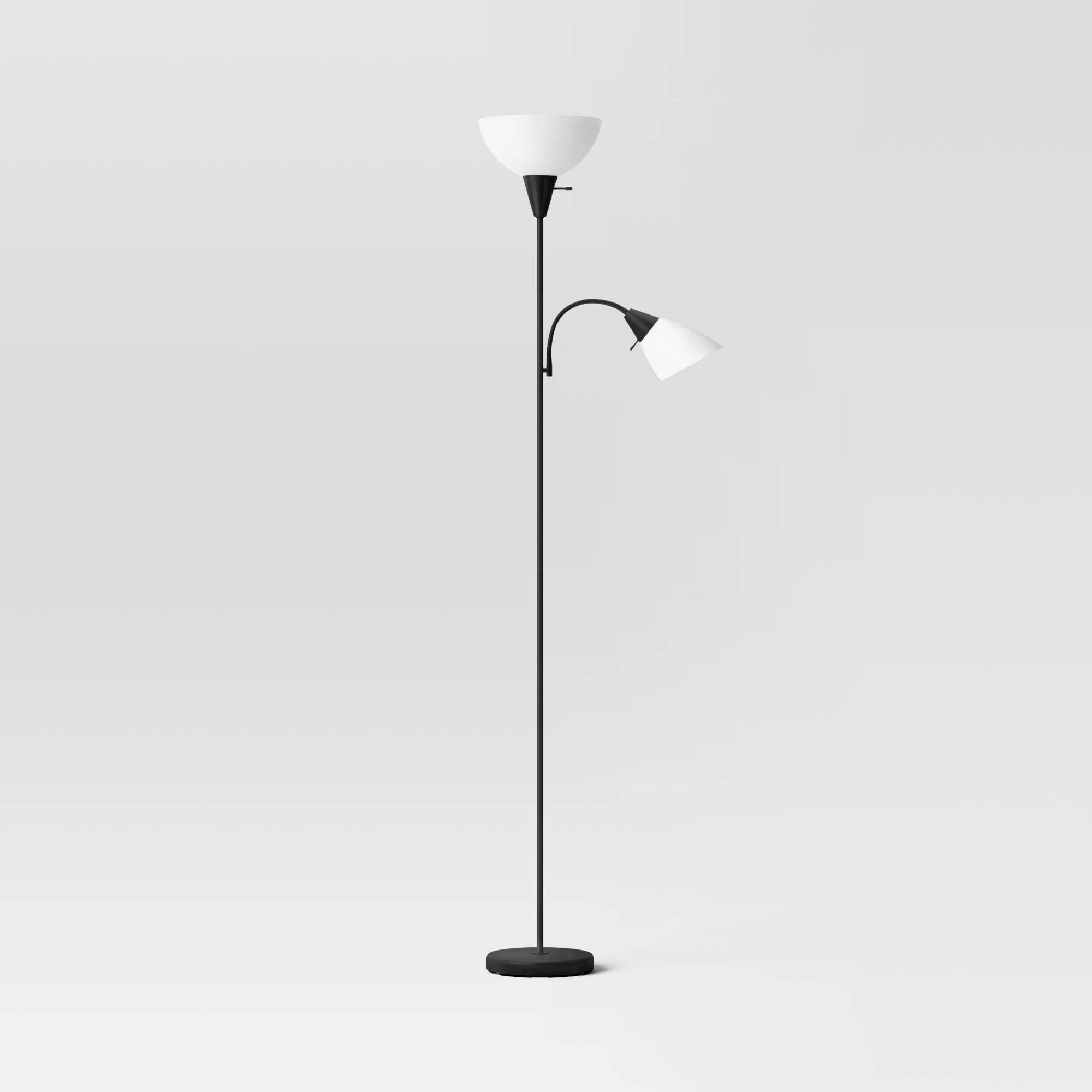 Torchiere with Task Light Floor Lamp Black - Room Essentials™