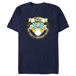 Men's The Simpsons Homer Beer Now There's a Temporary Solution T-Shirt - 1 of 4