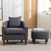 Modern Accent Chair with Ottoman, Comfy Reading Chair,Upholstered Single Sofa Side Chair, Club Tub Round Armchair for Living Room Bedroom Office - 2 of 4