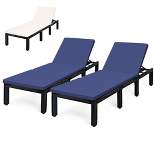 Costway 2PCS Patio Rattan Lounge Chair Chaise Recliner Adjust with  Cover