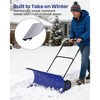 29" Snow Shovel with Wheels, Metal Back Push Snow Plow for Doorway & Sidewalk, Adjustable Angle & Height Handle Snow Pusher - 3 of 4