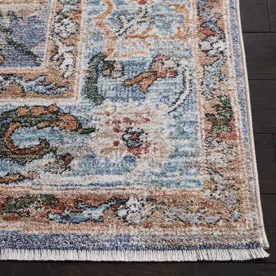 Hand-Knotted Blue and Gold Synthetic Rectangular Area Rug
