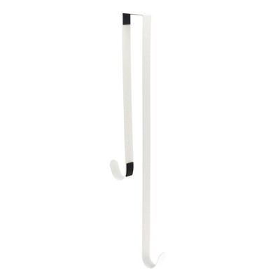 Haute Décor 18" Dual Hook Christmas Wreath Hanger Matte White: Over Door, Weather-Resistant, Metal