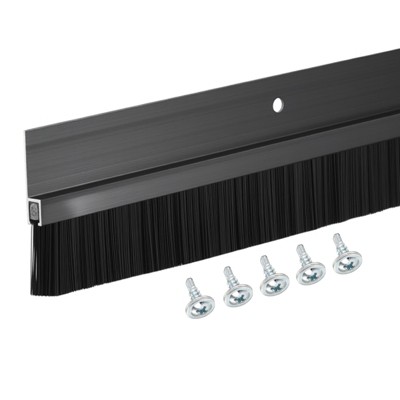 Unique Bargains Aluminum Nylon Door Brush Bottom Sweeps 35.46" x 2.09" Black 1 Pc