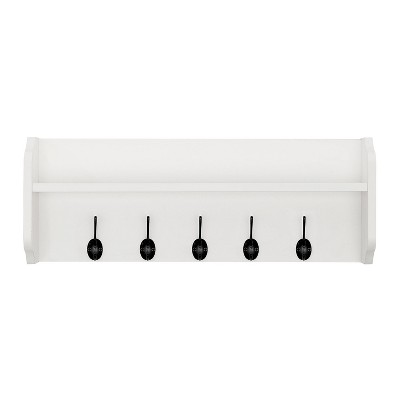 25.6 X 5.75 Wall Mounted Entryway Coat Rack With Decorative Ledge Shelf  And Hooks White - Danya B. : Target