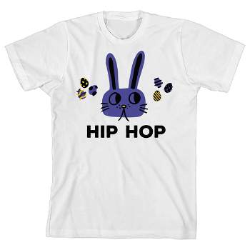 Bunny Bros Hip Hop Cartoon Bunny Crew Neck Short Sleeve Boys' White T-shirt