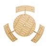6-Person Outdoor Patio Wooden Round Picnic Table with 3 Built-in Benches and Umbrella Hole - 4 of 4