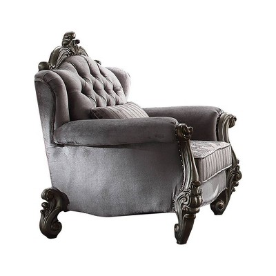 Versailles Antique Platinum Velvet Accent Chair