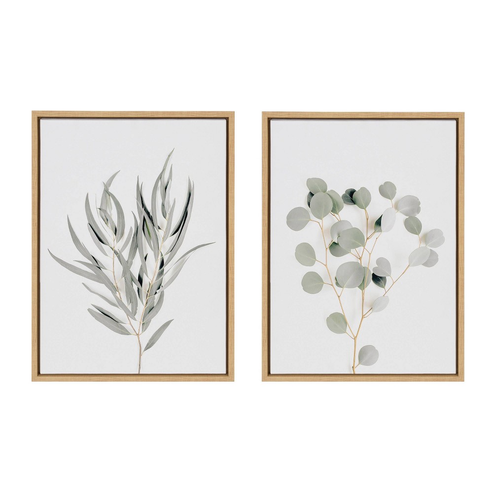 Photos - Other Decoration  18" x 24" Sylvie Neutral Botanical 1 and 2 Framed Canvas Set Natural - Kate & Laurel All Things Decor: Modern Ver(Set of 2)