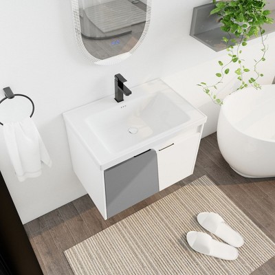 Bathroom Vanity With Sink Combo Wall Mounted Cabinet Set, Modern Design Float Mounting Cabinet Bathroom Vanity With Sink
