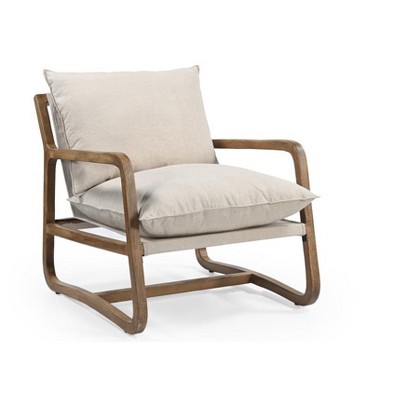 HomeRoots 30" Beige And Natural Linen Arm Chair