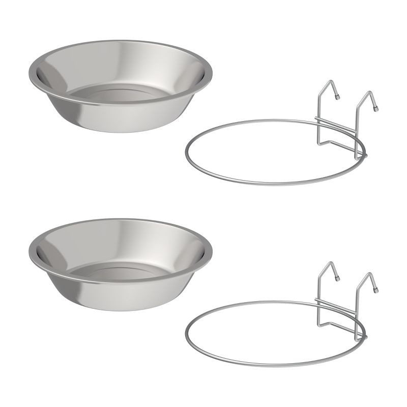 Set of 2 Stainless-Steel Dog Bowls - Cage, Kennel, and Crate Hanging Pet Bowls for Food and Water - 48oz Each and Dishwasher Safe by PETMAKER, 2 of 3