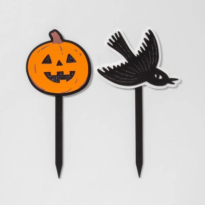 2pk Pumpkin/Raven Yard Stake Halloween Decorative Prop - Hyde & EEK! Boutique™