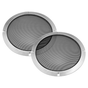 Unique Bargains Round Mesh Trim Subwoofer Grille Horn Speaker Protective Cover Silver Tone 2 Pcs - 1 of 4