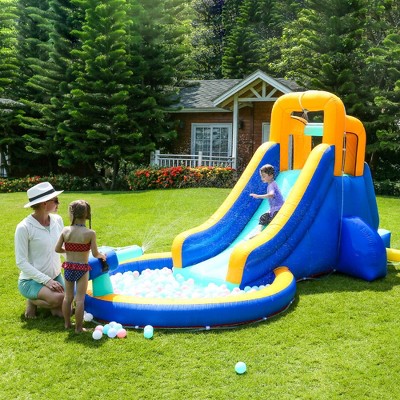 SKONYON Inflatable Water Slide  Kids Water Pool with Inflating Blower