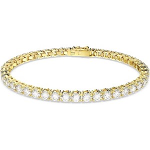 Matrix Crystal Tennis Bracelet, Round Cut Stones in Pink, Blue, Black, Clear with Multiple Metal Finishes - 1 of 4