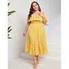 Women Plus Size Off Shoulder Maxi Dress Ruffle Flowy Summer Casual Boho Long Dresses - 2 of 4