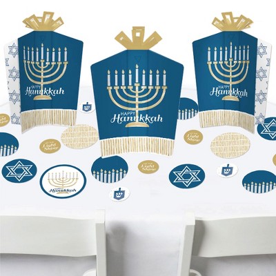 Big Dot of Happiness Happy Hanukkah - Chanukah Holiday Party Decor and Confetti - Terrific Table Centerpiece Kit - Set of 30