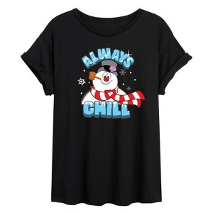 Women's - Frosty The Snowman - Christmas Oversized Graphic T-Shirt - 1 of 4