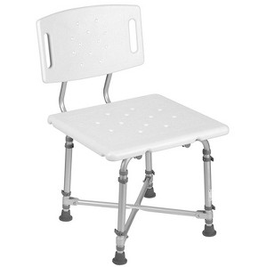DMI Shower or Bath Chair, Made of Non Slip Aluminum with Plastic Seat, Adjustable Height, 500 lb capacity, White - 1 of 4