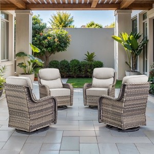 POCASSY Outdoor Swivel Rocker Patio Swivel Chairs Set of 4, 6" Thick Seat Cushions All Weather Swivel Glider Chairs with High Back for Porch - 1 of 4