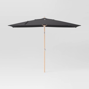 6'x10' Rectangular Outdoor Patio Market Umbrella with Faux Wood Pole - Threshold™ - 1 of 4