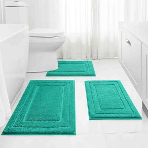 BAGOKIE 3pc Soft Microfiber Bathroom Rug Set - 1 of 4