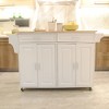 ELJGET Wooden Kitchen Island Cart with Lockable Wheels, Utility Kitchen Storage Carts Table with Cabinet & Drawer, White - 3 of 4