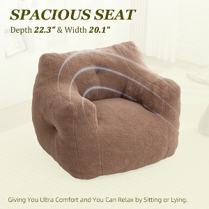 MOONMISS Teddy Fabric Bean Bag Sofa Chair with Armrests Stuffed High-Density Foam in Living Room,Bedroom Reading - 1 of 4