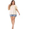 Women's Plus Size Swiss Dots Short Sleeve Lace Crochet Chiffon Pleated Casual Blouses - Agnes Orinda - 3 of 4