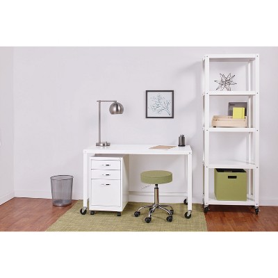 White 72" Industrial Metal 5-Shelf Mobile Bookcase