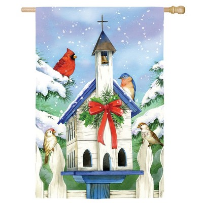 Evergreen Christmas Bird Suede House Flag 28 x 44 Inches Outdoor Decor for Homes and Gardens