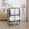 HOMCOM Folding Bed with 4" Mattress, Portable Foldable Guest Bed with Sturdy Metal Frame and Wheels, White - 2 of 4