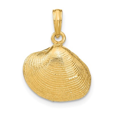 Black Bow Jewelry 14k Yellow Gold Medium Textured Clam Shell Pendant