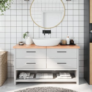 vidaXL Bathroom Countertop Light Brown 55.1 in.x11.8 in.x(0.8 in.-1.6 in.) Treated Solid Wood - 1 of 4