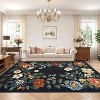 Washable Floral Rug, Non-Slip Low Pile Carpet for Living Room, Entryway, Office - Stain-Resistant & Foldable - 2 of 4