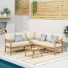 Christopher Knight Home 4pc Brooklyn Teak Outdoor Sectional Chat Set with Cushions Beige - 2 of 4