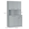 Resenkos Kitchen Pantry,71" Kitchen Pantry, Freestanding Buffet with Hutch, Farmhouse Storage Cabinet, Microwave Cabinet, White Gray - 4 of 4