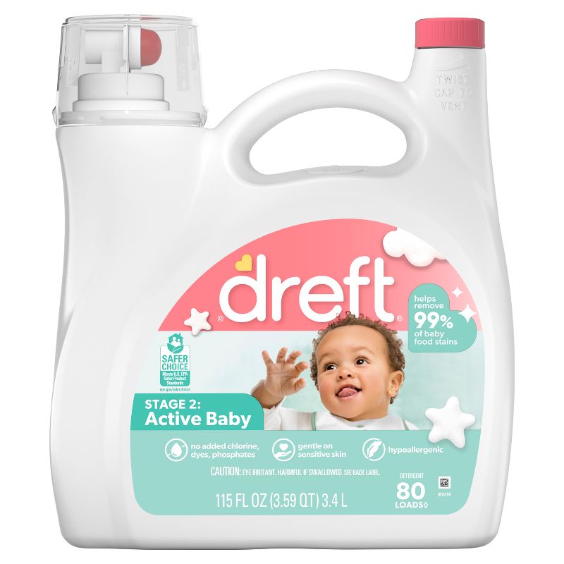 Dreft Stage 2: Active Baby HE Compatible Liquid Laundry Detergent, 3 of 10