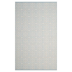 Light Blue/Ivory Geometric Woven Accent Rug 4