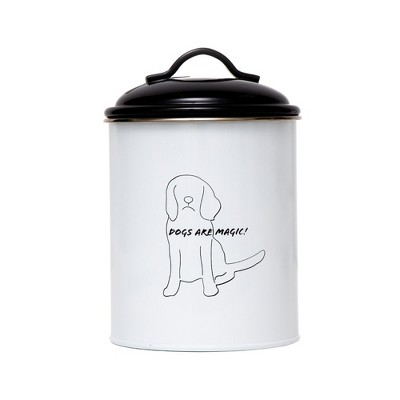 Black and White Airtight Metal Pet Treat Canisters Set of 3