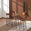 Mshliw Round Bar Stool Set with Shelves, Rustic Brown Bar Table and Stools with Backrest, Footrest & Storage Shelf, 23.6" Small Space Bar Set - 3 of 4