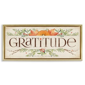 Stupell Industries Seasonal Gratitude Floral Leaves Black Framed Floater Canvas Wall Art - 1 of 4