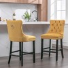 XIYUYEU Velvet Upholstered Barstools with Button Tufted and Chrome Nailhead Trim, Dining Chair Set of 2 -Gold - 4 of 4