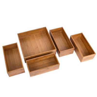 Natural Bamboo Multi-Size Storage Organizer Box Set
