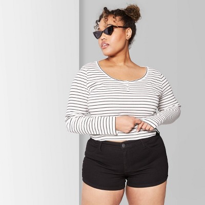 Women's Plus Size High-Rise Jean Shorts 