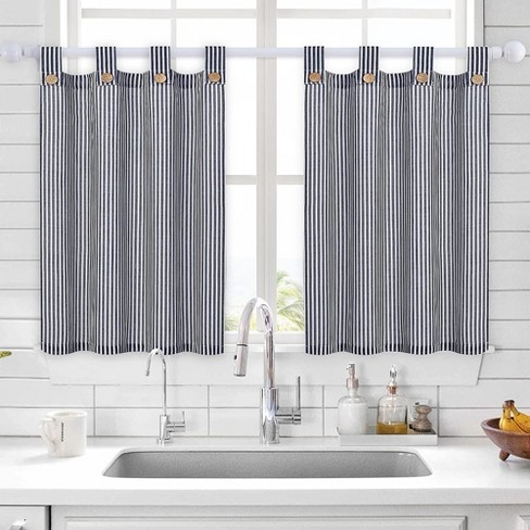 Tab Top Button Short Kitchen Curtains For Small Windows Farmhouse Bathroom Target
