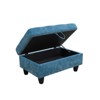 DOMETOUR Blue Flannel Storage Ottoman-Soft Upholstered Living Room Footrest with Hidden Compartment for Bedroom, Entryway, or Small Spaces - 3 of 4