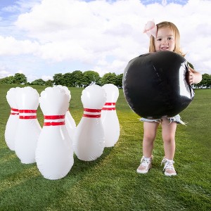 Toy Time Kids' Giant Inflatable Bowling Game Set With 6 Jumbo Pins for Indoor or Outdoor Use - 1 of 4